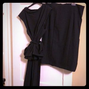 Black Pleplum shirt and Pencil Skirt combo.